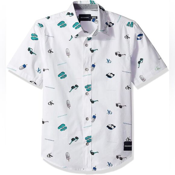 Calvin Klein Casual Button Up Polo Kids Boys Size M - Picture 1 of 5